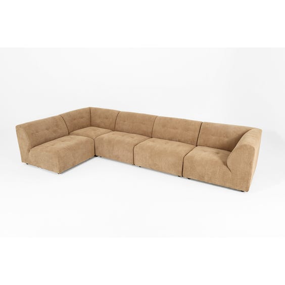 Biscuit corduroy modular L-shape sofa image