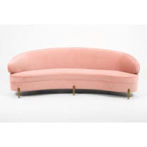 Blush pink velvet curved sofa 