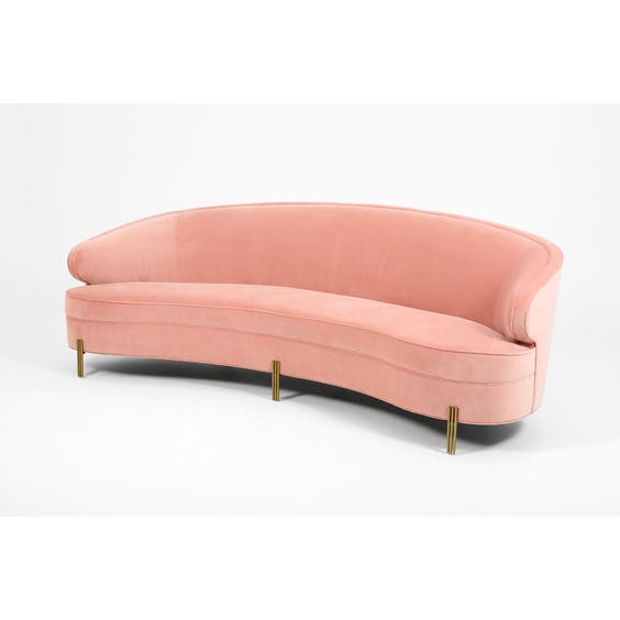 Blush pink velvet curved sofa  image