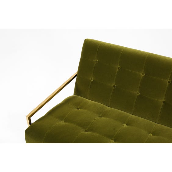 image of Moss green buttoned velvet sofa