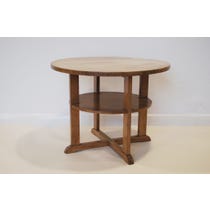 Circular tiered oak side table
