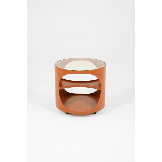 image of Rust brown space age plywood side table