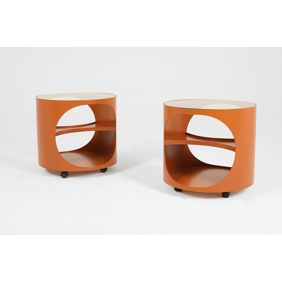 image of Rust brown space age plywood side table
