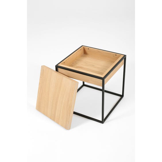 Modern oak black side table image
