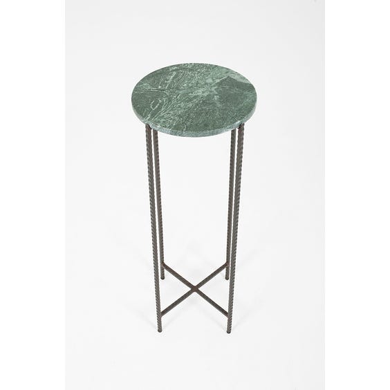 image of Modern circular green marble top pedestal table