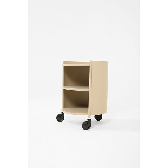 image of Postmodern taupe grey shelf side table