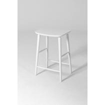 White painted wide curved stool