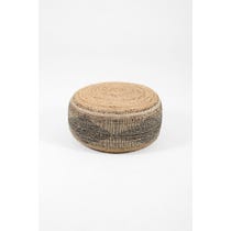 Natural woven jute and black speckled pouffe
