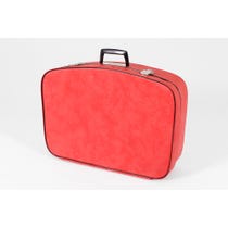 Medium red vinyl suitcase