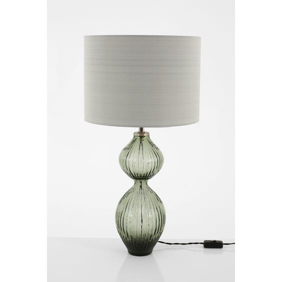 image of Smoked ribbed glass table lamp