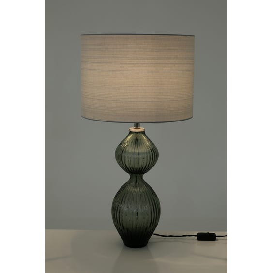 image of Smoked ribbed glass table lamp