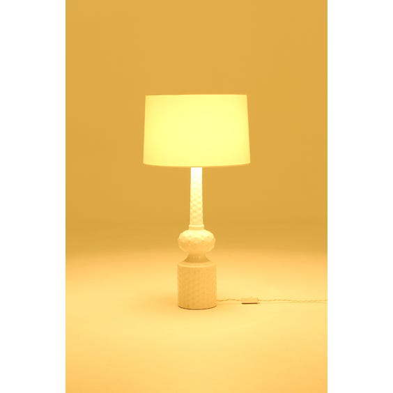 image of Tall white glazed ceramic table lamp