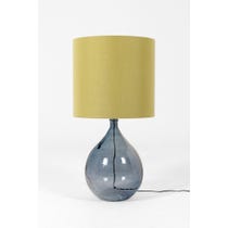 Large blue glass bottle table lamp