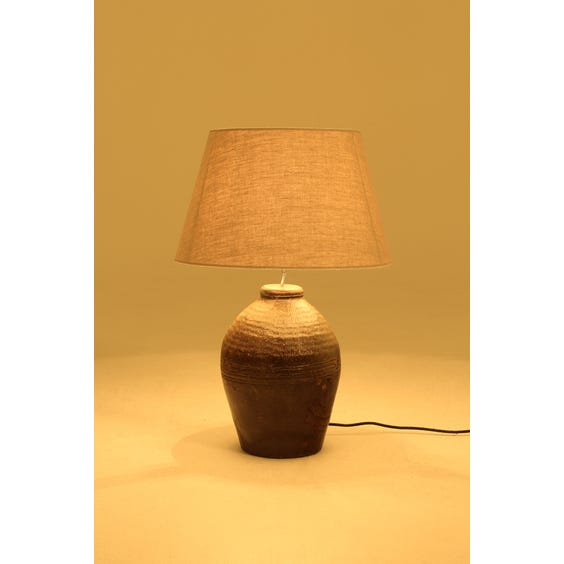 image of Olive stoneware bulbous table lamp