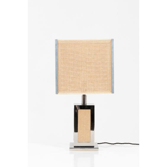 image of Chrome and rattan table lamp