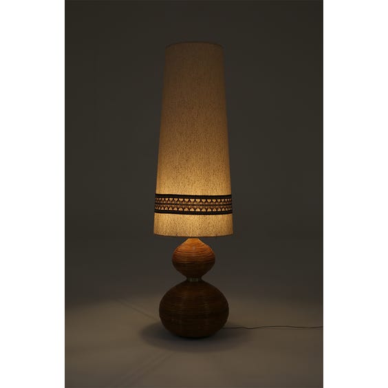image of Midcentury rattan with tapered West German shade table lamp