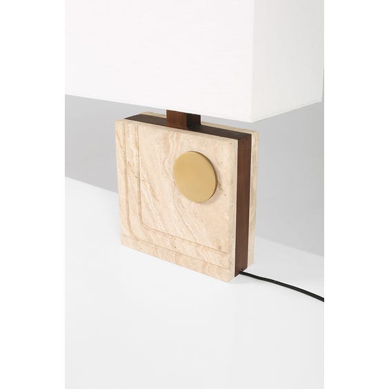 image of Square travertine table lamp