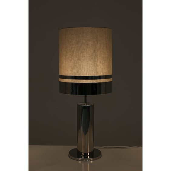 image of Chrome column table lamp with circular base