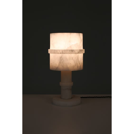 image of French 1970's white alabaster goblet table lamp