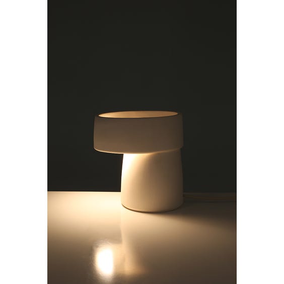 image of White chubby ceramic table lamp