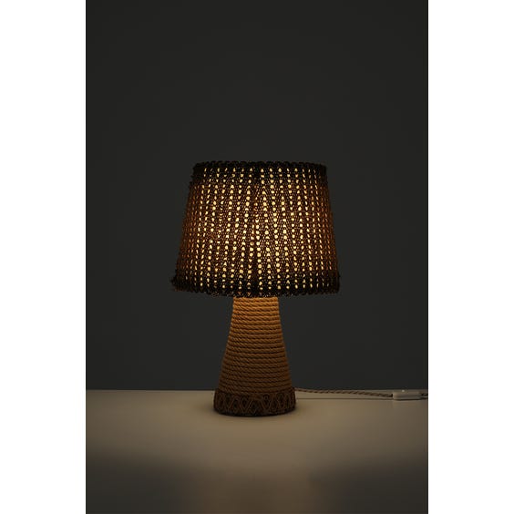 image of Natural twisted rope tapered column table lamp