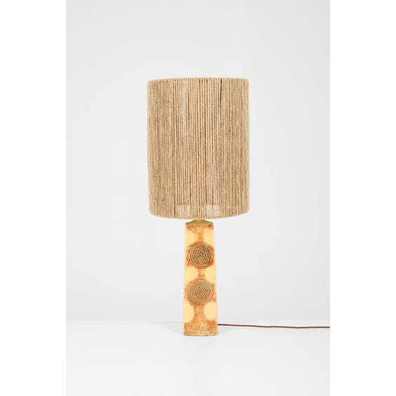 image of Midcentury pale mimosa tapered studio stoneware table lamp