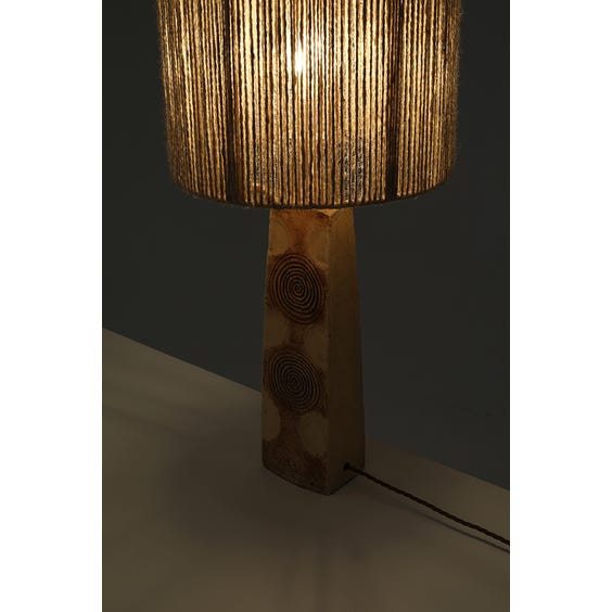 image of Midcentury pale mimosa tapered studio stoneware table lamp