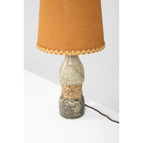 image of Midcentury cylindrical studio stoneware table lamp