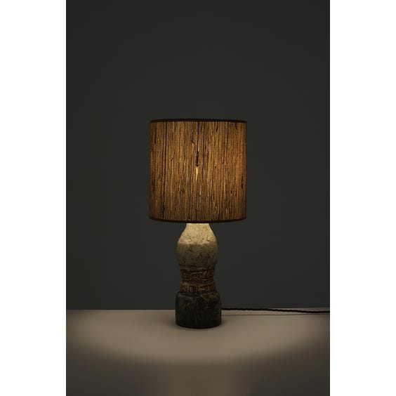 image of Midcentury cylindrical studio stoneware table lamp