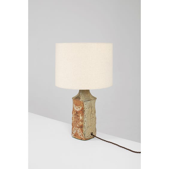 image of Midcentury pillar studio stoneware table lamp