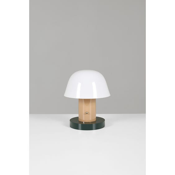 image of Green and tan portable mushroom LED table lamp