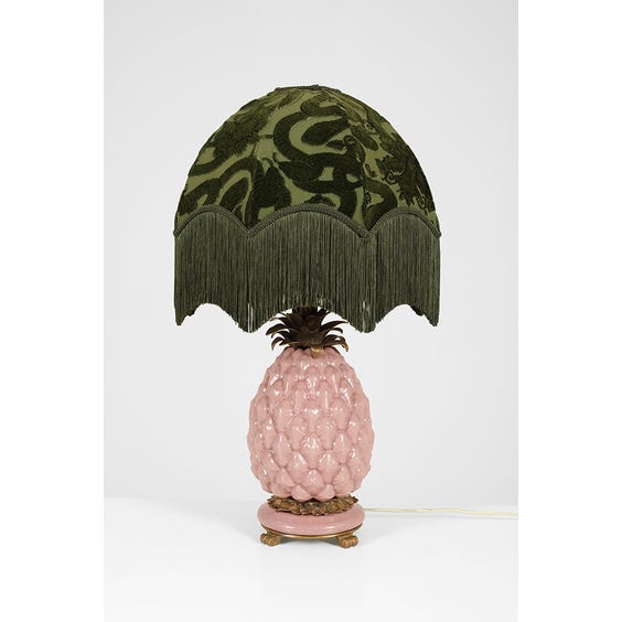 image of Blush pink porcelain pineapple table lamp