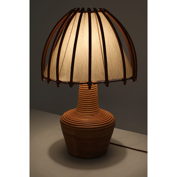 image of French Louis Sognot bottle rattan table lamp