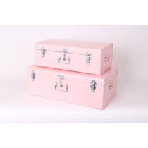 Pale pink metal storage trunks
